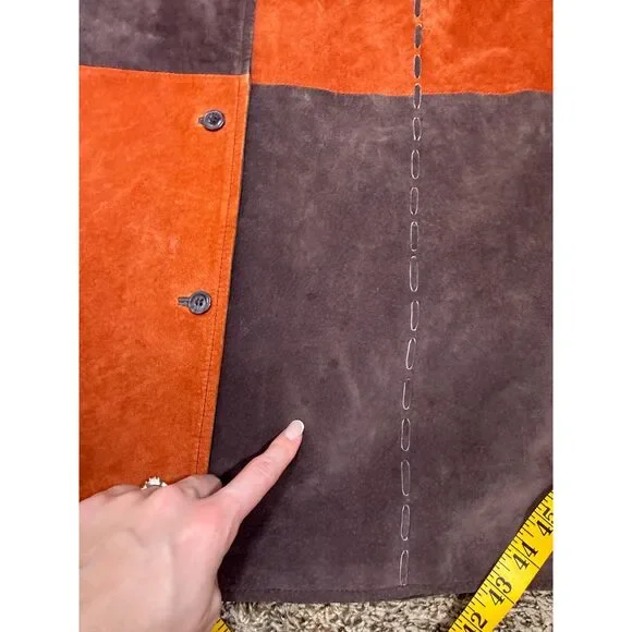 Vtg Jerry Lewis Womens Patchwork Leather Jacket Sz S Boxy Rodeo Western Longer - Picture 7 of 9